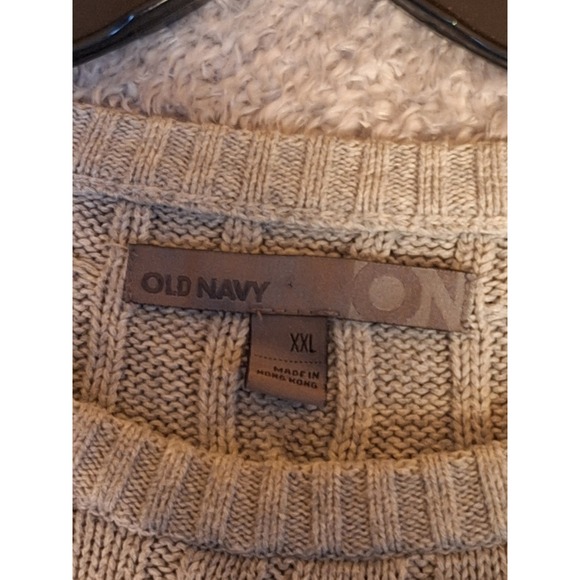 Old Navy Mens XXL Gray Cable Knit Cotton Crewneck Sweater Pullover Casual Cozy - Picture 3 of 13